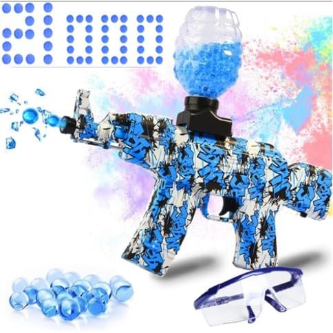 BuYou Gel Blaster Soft Bullet AKM-47 Electric with 21,000 Ammo for Teenagers and Adults Blue (Blue Camouflage) 14+