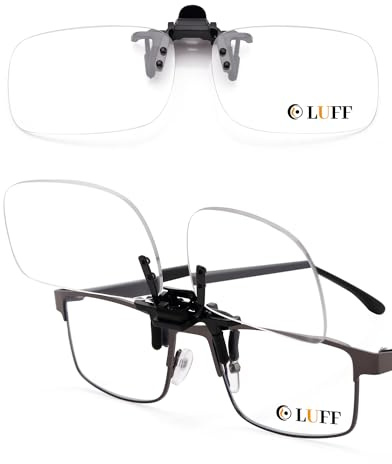 LUFF Clip On Occhiali da lettura e Flip Up -Luce blu che blocca gli occhiali d'ingrandimento, lenti d'ingrandimento lettori per uomini e donne (2.5X)