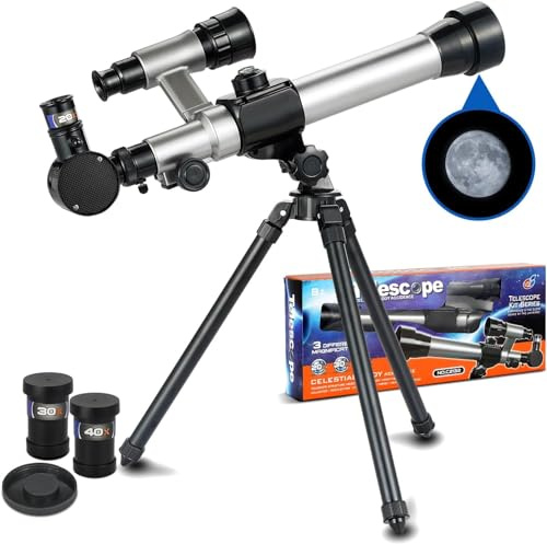 Telescope for Kids 8-12 - Beginner Astronomy Spyglass Telescopic Wish Compass,20x 30x 40x Magnification, Portable for Travel, Gift&Toy for Girls Boys Christmas （Double）