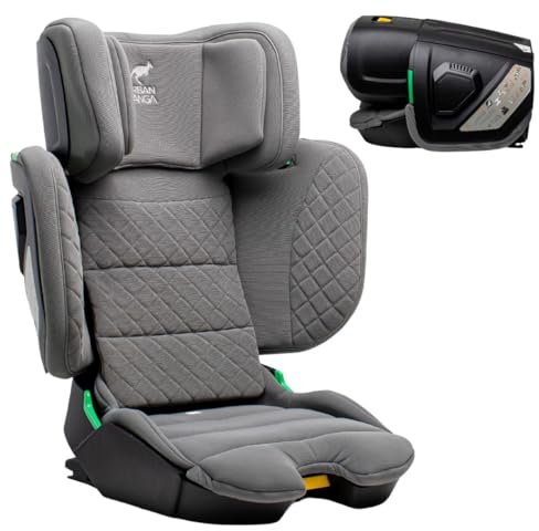 Urban Kanga Wallaroo 2.0 Reisekindersitz Auto Sitzerhöhung Auto Kinder ISOFIX Faltbarer Kindersitz 100-150cm 15-36 Kg i-Size (Grau gesteppt)