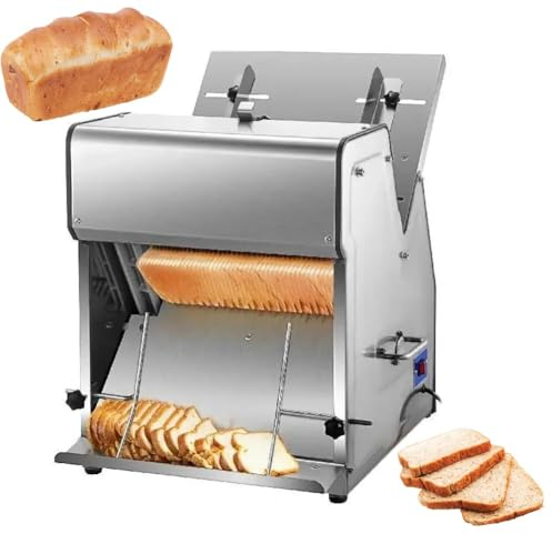 ANGDI Cortadora de Pan Tostado Comercial, máquina cortadora de Pan de 31 Piezas, Grosor de Rebanada de 12 mm, Ajuste de Deflector de Pan de 11 a 39 cm, Acero Inoxidable 304, Perfecta for panadería