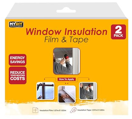 My DIY Window Insulation Kit Includes Adhesive Tape & Insulation Film 1.5m X 1.8m Double Glazing Effect Easy to Install, Draught Excluder Window Seal Shrink Film & Tape for Home Office