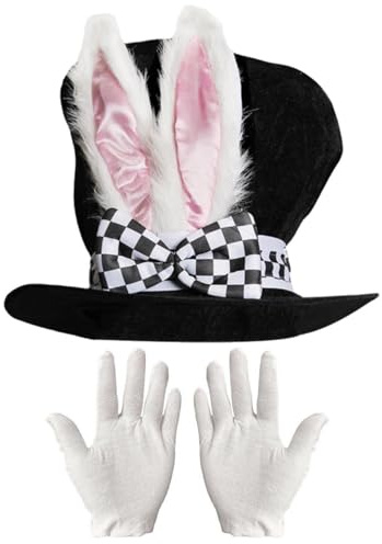 FDGGT 1 Gorro con Orejas De Conejo Y 1 Par De Guantes, Artículos para Fiestas, Gorros Creativos para Fiestas, Accesorios De Vestir