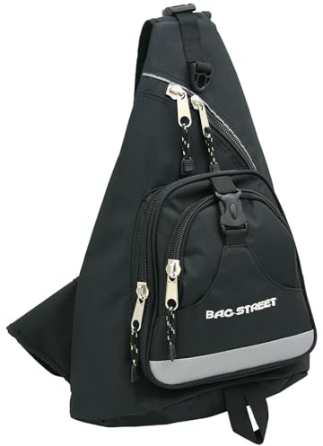 BAG STREET - Side Bag, Daypack Rucksack, Sling Bag, leicht, Freizeit Reisen Wandern Alltag, Schwarz