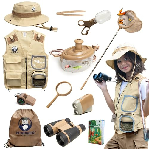 Kit Exploration Enfant 7-12 avec Gilet Safari, Chapeau & Jumelles