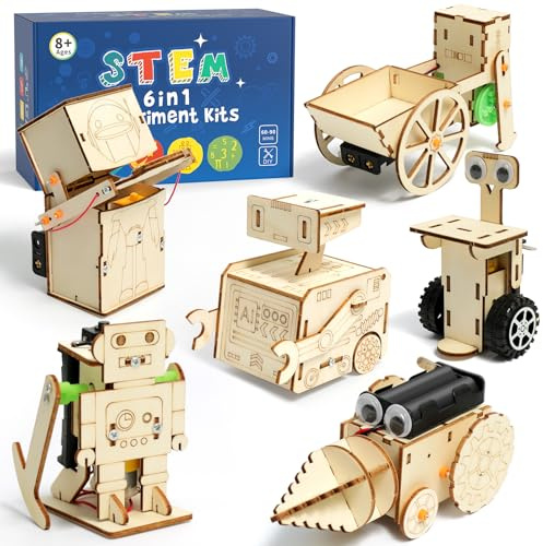 STEM Robot Toys Age 8 9 10 11 12 13 14, Science Experiments for Kids, Science Kits for Kids, Wooden Engineering Kits, Electronics Kit for Kid, Activity Toys Gifts for 8 9 10 11 12 13 14 Year Old Boys