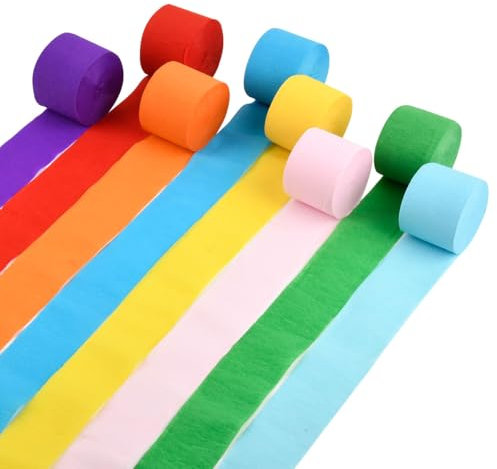 TMBMLPP 8 Rollen Krepppapier Bunt,4,5CM x 25M Crepepapier für Handwerke,Kreppbänder Regenbogen,Multicolor Papier Streamer für Partydekorationen Geburtstagsdekorationen,Hochzeitsdekorationen
