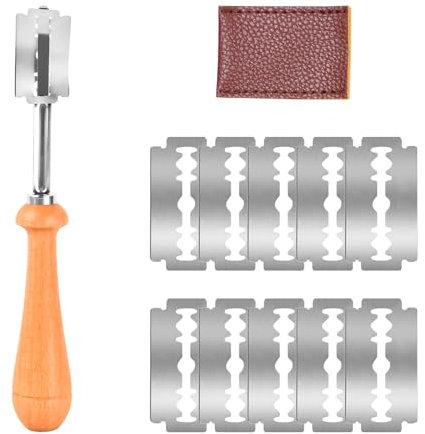 Culinavog Taglierino per Pane, Lametta per Pane con 10 Lame in Acciaio Inossidabile et Custodia, Coltello da Panettiere per Baguette, Pizza, Dolci, Pane Fai da Te