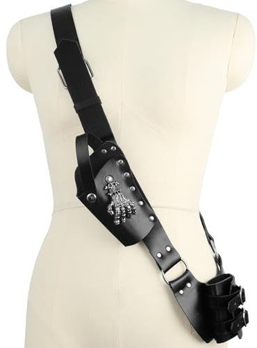 JNGUOSICN Medieval Sword Holster Belt Adjustable Sword Scabbard with Skull Claw Decor Halloween Knight Warrior Pirate Shoulder Strap LARP Cosplay Pirate Costume Accessory