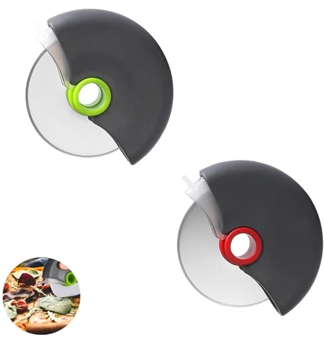 2 Pcs Stainless Steel Pizza Cutter, Disc Pizza Cutter with Protective Cover, Wheel Easy to Clean, for Making Bread and Pizza