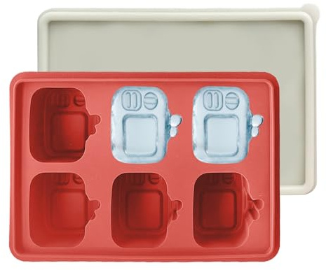 Zyntora Molde de Hielo de Silicona,Molde Para Hielo En Forma De Televisor Con Tapa | Reutilizable con 6 Cavidades y Tapa para Elaboración de Bebidas Cócteles Hogar Restaurante