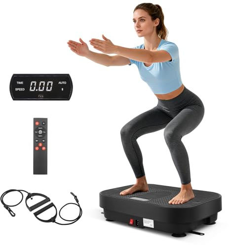 Plataforma Vibratoria,Plataforma Vibración Muscular con Altavoz Bluetooth Incorporado,120 Niveles de Intensidad y 5 Modos, Pantalla táctil LED y Control Remoto inalámbrico para Musculación y Moldeado