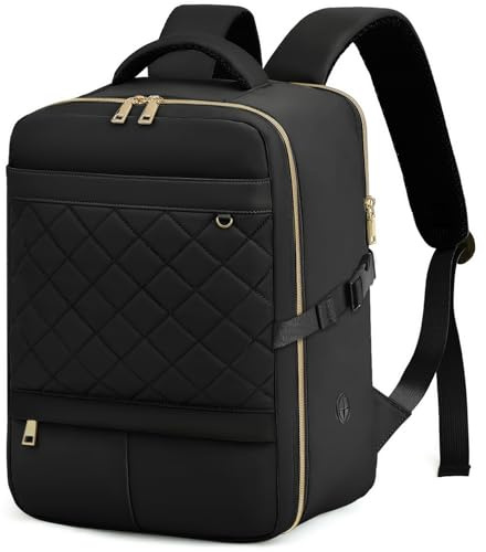 Yankony Handgepäck Rucksack Flugzeug 40x30x20 für Ryanair Reiserucksack 14 Zoll Laptopfach 24L Cabin Bag Unter Sitzplatz Travel Backpack für Damen, Schwarz