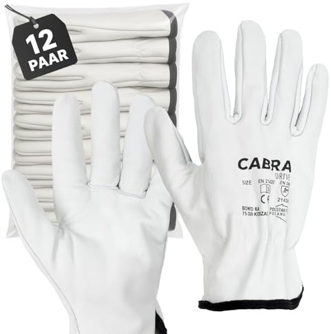 Covent Arbeitshandschuhe Herren Leder Gr 8 - Gartenhandschuhe dornenfest EN388 2143X - Schutzhandschuhe mit elastischem Kordelzug - atmungsaktives Rindsleder
