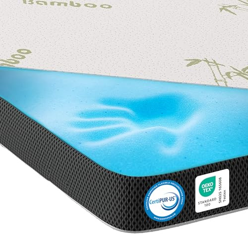 MKS.® Gel Topper 220x200 cm, H3 Matratzentopper mit 7 cm Gel-Memory-Schaum, KomfortKissen Matratzenauflage mit 3D-Luftstrom, Viskoelastische Matratzenauflagen mit abnehmbarem Bambusbezug