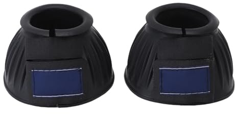 Tbest Horse Bell Boots Gummi Hovskydd Bekvämt Slitstark Flexibel 360 Graders Täckning för Ridträningstävling 1 par (Svart)