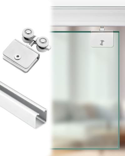 åTkomstpanel Byte Av Övre Skena för Duschskjutdörr I Glas, Gitterstyrning för Glasdörrar Med Tjocklek 5 till 8 mm, Beslagsats för Kommersiella Skjutdörrar(Style-b,64inch/162.5cm)
