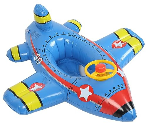 Dilwe Bouée de Natation Gonflable en Avion, Flotteur de Natation pour Enfants avec Volant Rotatif et Buse Anti-Fuite, Flotteur pour bébé pour Nager et Jouer en Toute sécurité (Dirigeable【Bleu】)