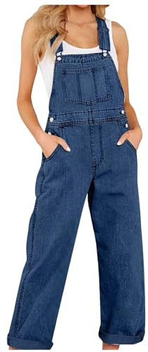 Peto para mujer, corte holgado, pantalones vaqueros holgados, pantalones vaqueros holgados, pantalones vaqueros holgados, pantalones vaqueros holgados, informales, ajustables, vintage, sin mangas