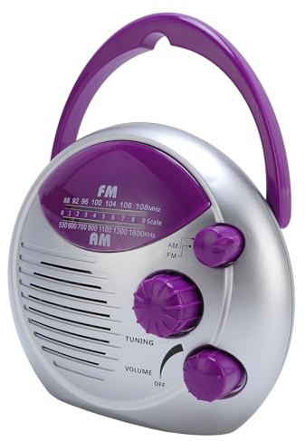 Yosoo Health Gear Vattentolerans Duschradio, Bärbar AM FM-radio för Badrumskök Utomhus, Nödväderradio med Batterikraft, Vattentoleransradio för Badrum, Campingresorradio