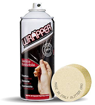 4R Quattroerre.it 16433 Wrapper Spray Glitter Oro Opaco | Vernice Removibile per Carrozzeria | Pellicola Spray Protettiva UV e Anti-Graffio | Wrapping Liquido Made in Italy