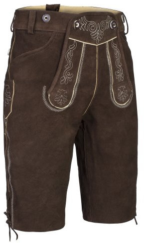 Mufimex Herren Trachten Lederhose Trachtenlederhose Trachtenhose Kurz Dunkelbraun 50