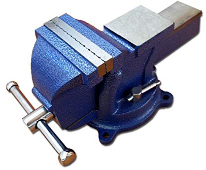 Tornillo de banco giratorio 360° con yunque para banco de trabajo, 100 mm, color azul