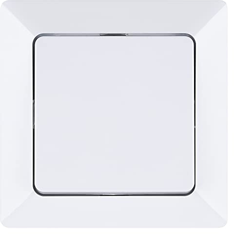 HEITECH Unterputz Taster in weiß - Neues Modell - Taster 250V AC, 10A, IP20 inkl. Rahmen, Unterputz-Einsatz & Abdeckung - UP Schalter, Lichtschalter, Wipptaster, Lichttaster, Tasterschalter