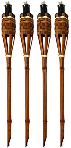 Moritz 4 antorchas de bambú, 60 cm, color marrón oscuro, para jardín, decoración de aceite, lámpara de camino