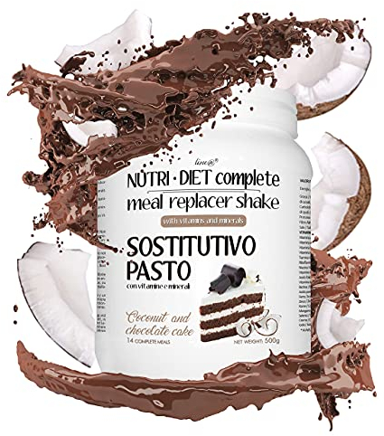 PASTO SOSTITUTIVO NUTRI DIET complete al gusto di TORTA al COCCO e CIOCCOLATO Line@diet | 500g, 14 PASTI completi | ricco di vitamine e minerali