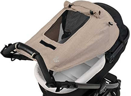 Altabebe Sonnensegel (AL7014-22) für Kinderwagen mit UV Schutz 50+, Wasserabweisend, doppeltbeschichteter Stoff mit Sichtfenster und extra breite Schattenflügel, Farbe: melange beige
