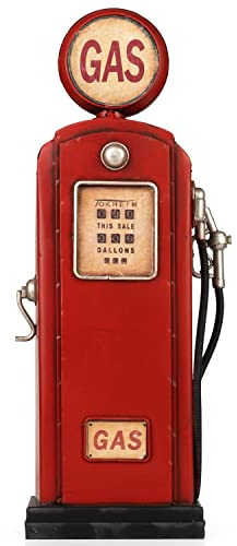 Moritz Blech-Deko Spardose Zapfsäule Gas rot Blechdekoration Blechmodell Modellauto Retro Sammlerstück Vintage Deko Nostalgie Antik Style
