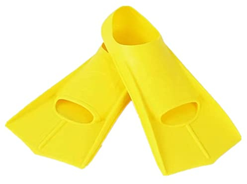 ENEN Short Swim Flippers Comfortable Soft Silicone Snorkel Fins for Kids Adult, Men, Women for Swimming, Training, Diving, Snorkelling (M,Yellow)