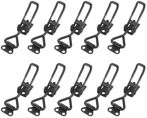 JOIKIT 10 st 4001 metall vippspärrklämma, svart flexibel justerbar växelspärr verktyg, snabbfrigörande dragspärr vippklämma för skåp, dörr