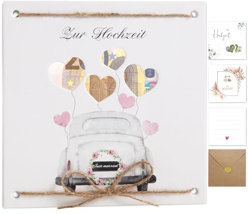 Hochzeitskarte Geldgeschenk Hochzeitsgeschenke für Brautpaar, Geldgeschenk Verpackung Hochzeit, Premium Karte Hochzeit Geld Edel, Glückwunschkarte Personalisiert Geschenk Hochzeit Ausgefallen(Herz)
