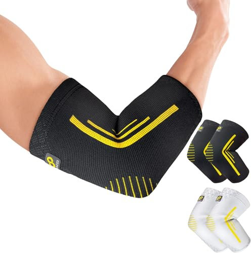 Bracoo Ellenbogenbandage, Tennisarm Bandage, Ellenbogen Bandage Herren Damen, Ellbogen Bandage für Sport, Gym, Golf, Tennis, Gelenkschmerzen, Golferarm, 2 Stück für Rechts Links Arm, EE92 Schwarz L