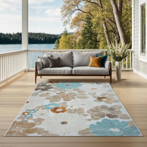 the carpet Porto Teppich Wohnzimmer, Outdoor geeignet, robust, modern und hochwertig, Wetterfest und UV-beständig, Ideal für Balkon, Terrasse, Küche und Esszimmer, Multi-1, 240 x 340 cm