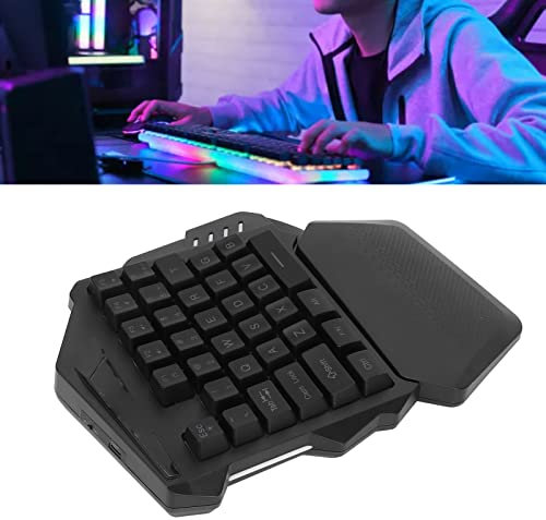 FAUOSWUK Teclado para Juegos con una Mano Teclado una Mano Teclado para Juegos de 35 Teclas Mini Teclado Porttil para Juegos 2.4G 8 RGB Retroiluminado ABS Gaming-Tastaturen