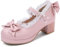 KISSASA Womens Cute Platform Shoes Chunky Mary Jane Heels Bow Court Shoes Size Pink 7.5UK