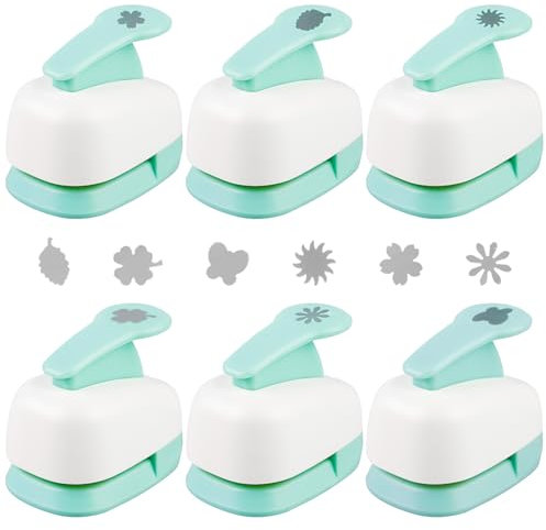 6 Stück Motivstanzer Set, Motivlocher Stanzer Ausstanzer Set mit 6 Designs für DIY Basteln Scrapbooking Fotoalbum Grußkarten Geschenkverpackung - Professionelles Stanzwerkzeug für Papier & Karton