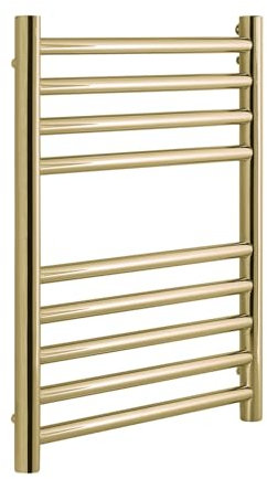 Manissa Boston Brushed Brass Heated Towel Rail 400mm W x 600mm H Central Heating Bathroom Towel Radiator