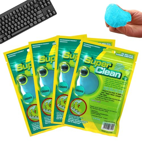 LUPATDY 4 gel per la pulizia della tastiera, detergente per la pulizia dell'auto, riutilizzabile, set di pulizia per laptop, stampanti, fotocamere, auto (4 blu)
