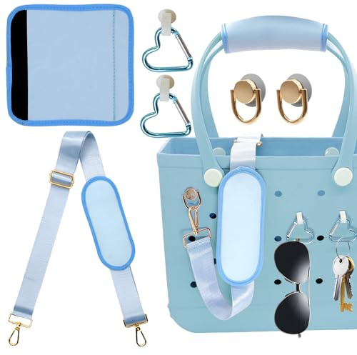 LBU Correa para accesorios de bolsa Bogg con asa de neopreno, almohadilla de hombro desmontable, 2 soportes para llaves, correa cruzada ajustable para hombro, para bolsas de goma XL/medianas/pequeñas