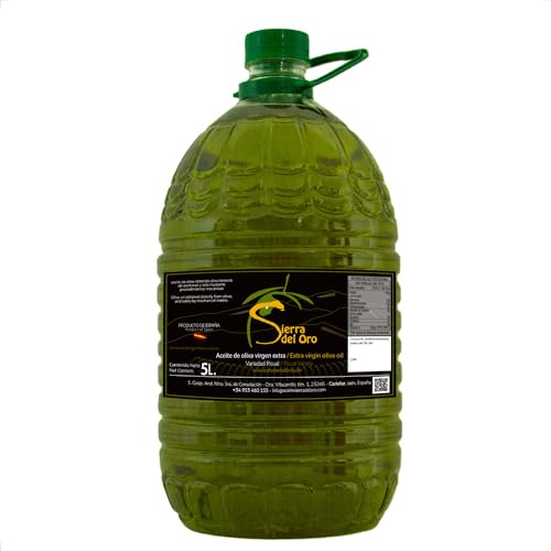 Sierra del Oro – Aceite de Oliva Virgen Extra 5 Litros Picual y Tradicional | AOVE Filtrado de Jaén | Garrafa Familiar Ideal para Hostelería y Consumo en Crudo | Cocina Mediterránea