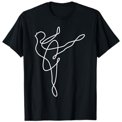 Disegni regalo moderni Kanshawaii Maglietta Ballerina Danza Balletto Figura Lineart Sport Hobby, Ragazzo, Unisex, Nero, S, Small