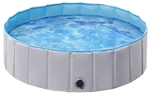 Yaheetech Piscine Chien Pliable 100 x 30cm Baignoire pour Chien/Chat Gris