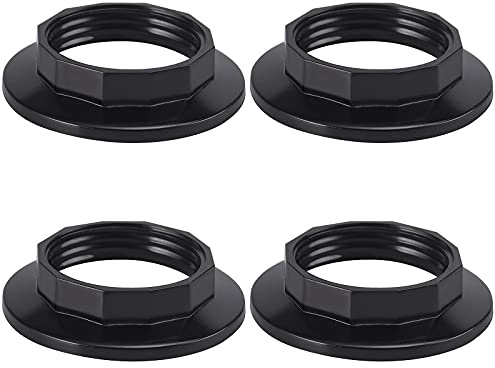 DiCUNO E14 Schraubring für Lampenfassung, hitzebeständige Gewinde Ring für Lampenschirm oder Glasschirm, 28MM, Schwarz Lampenhalter aus Kunststoff, 4er Set