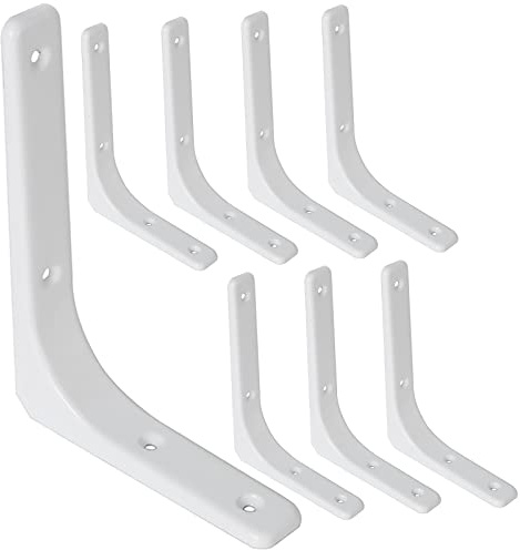 SAYAYO Shelf Bracket Heavy Duty L Brackets for Wood Angle Bracket 200*150mm | Wall Brackets for Shelves Metal Corner Shelf Support, Bright White Finished, 8 Pcs