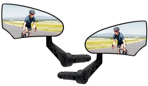 Homieway fahrradspiegel 2 Stück, Echtglas HD Fahrrad Rückspiegel, Konvexer Fahrradlenkerspiegel,Fahrrad Spiegel für E Bike Lenker Links &Rechts (15-20mm)