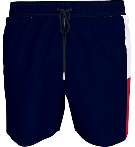 Tommy Hilfiger Herren Badeshorts Medium Drawstring mit Tunnelzug, Blau (Desert Sky), L